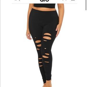 High waist black destroyed legging